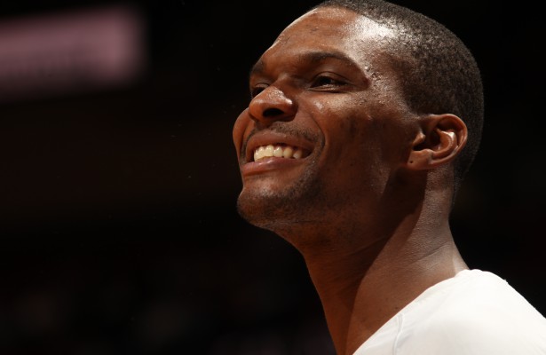 Chris Bosh – Atlanta Hawks vs Miami Heat Chris Bosh freut sich über den Sieg gegen Denver.