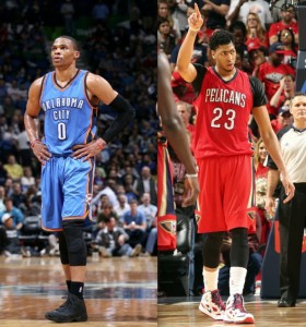 Russell Westbrook (l.) und Anthony Davis (r.) gaben im letzten Saisonspiel alles.