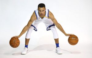 Steph Curry von den Golden State Warriors beim Media day seines Teams.