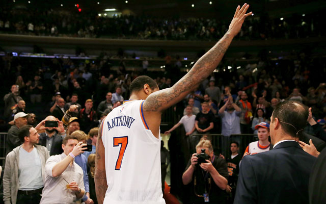 Carmelo Anthony verabschiedet sich von den Fans der New York Knicks im Madison Square Garden.