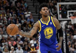SALT LAKE CITY, UT - APRIL 10: Nick Young #6 of the Golden State Warriors passes the ball in the second half of a game against the Utah Jazz at Vivint Smart Home Arena on April 10, 2018 in Salt Lake City, Utah. The Jazz beat the Warriors 119-79. NOTE TO USER: User expressly acknowledges and agrees that, by downloading and or using this photograph, User is consenting to the terms and conditions of the Getty Images License Agreement. (Photo by Gene Sweeney Jr./Getty Images)
