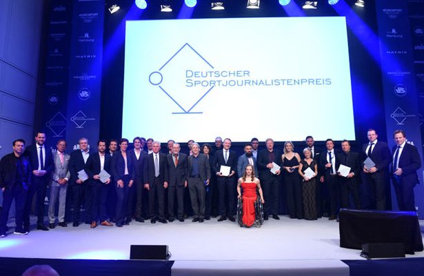 Die Geehrten und Gäste beim Deutschen Sportjournalistenpreis 2017 in Hamburg.