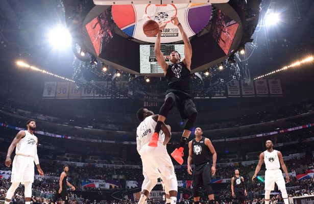 Giannis Antetokounmpo von den Milwaukee Bucks im All Star Game 2018.