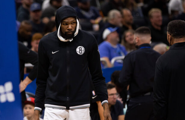 Orlando, Florida, March 15th 2022: Kevin Durant (7 Brooklyn Nets) during the National Basketball Association game betwee